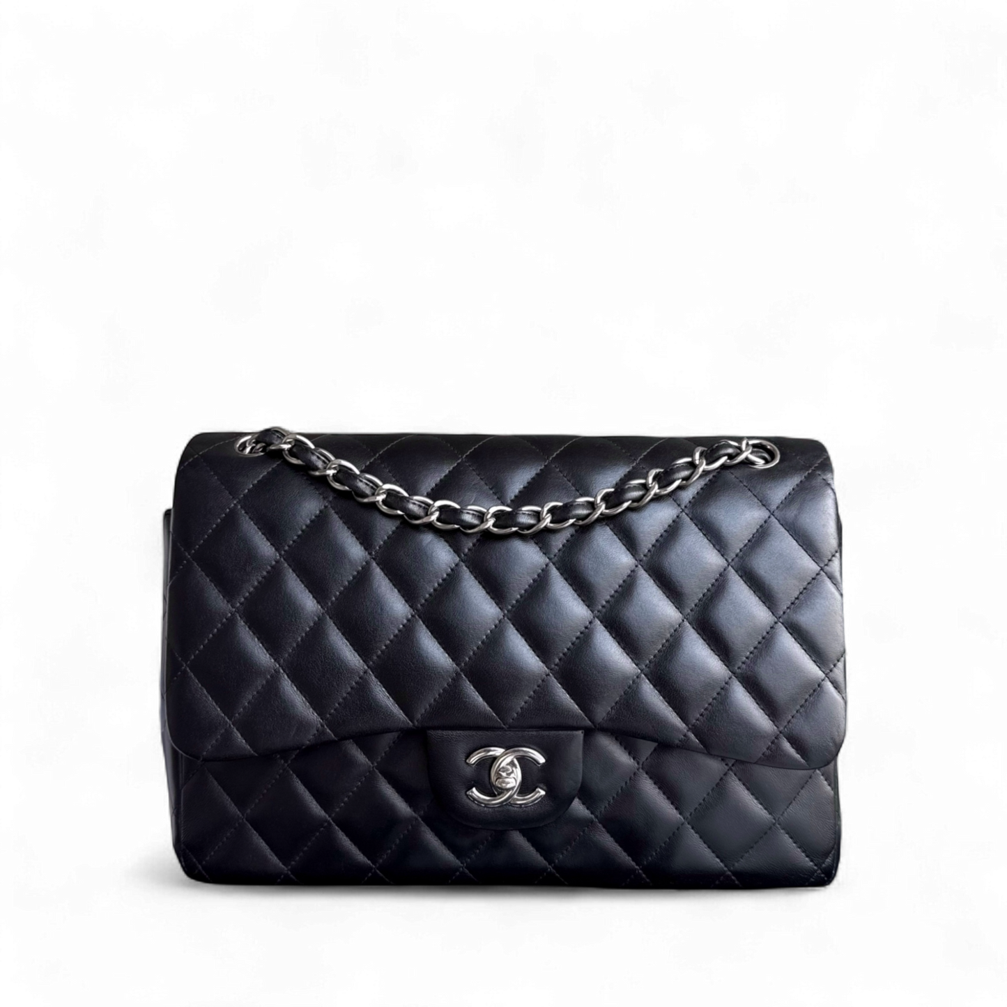 Chanel Classic Flap Jumbo - Double Flap 30CM Quilted Black Silver Hardware Series 19