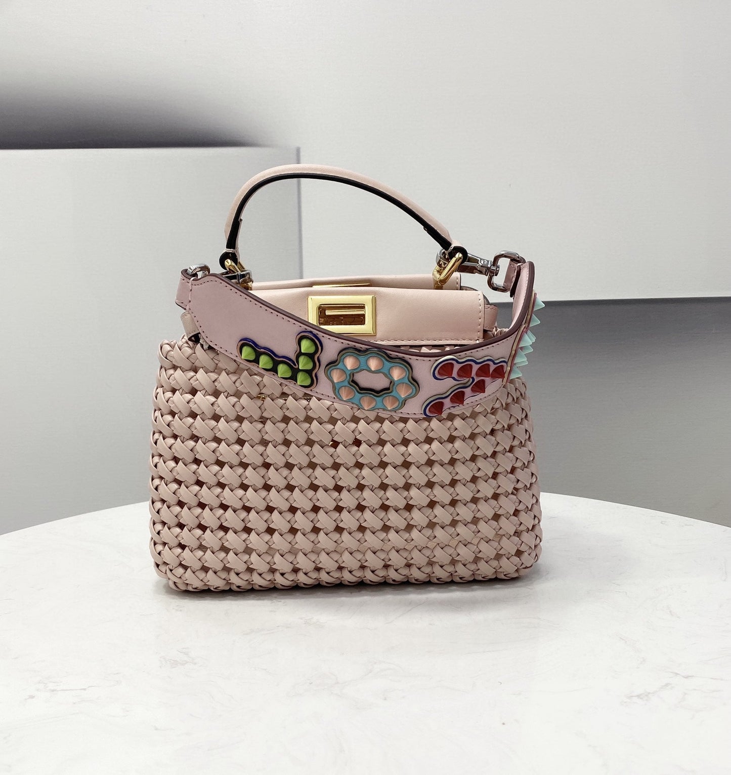 Top QualityTop Quality Peekaboo Mini Pale Pink Braided Bag For Woman 18cm/7in