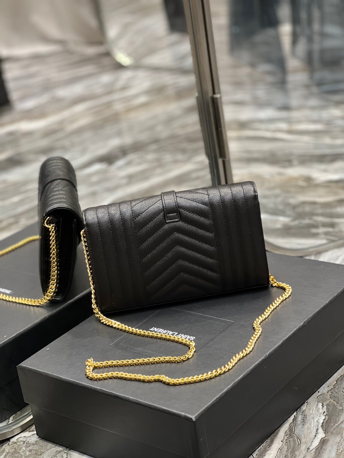 Top Quality Envelope Small Chain Bag Black For Women, Women’s Bags 8.6in/22cm YSL
