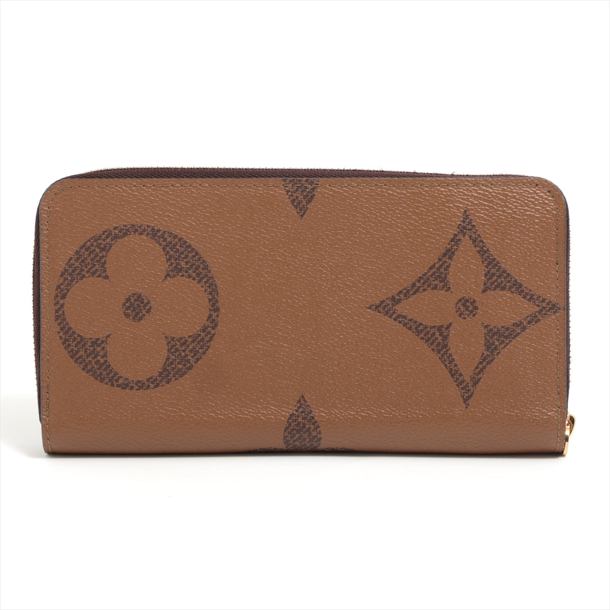 Louis Vuitton Giant Monogram Reversee Zippy Wallet M69353 Camel X Black Round Zipper Wallet