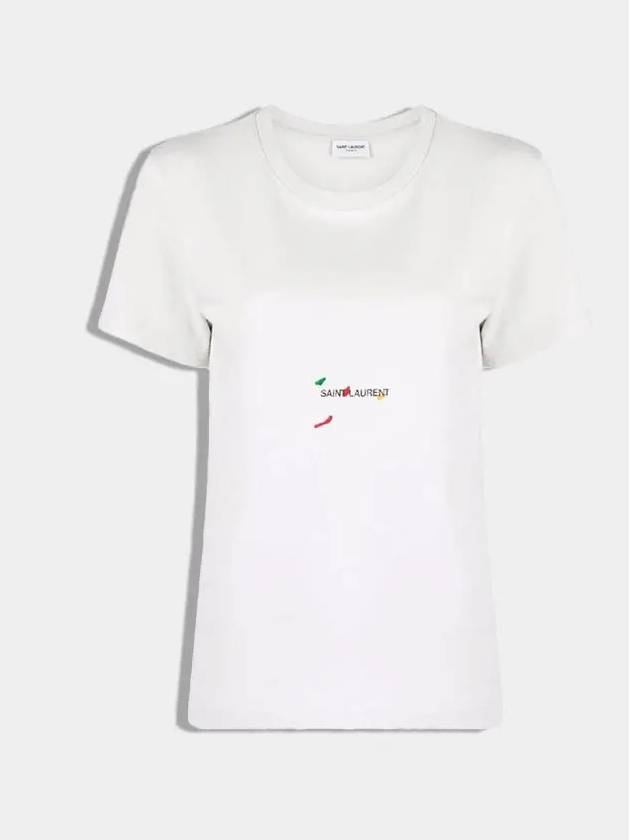 Luxury Saint Laurent Trending 2025 Color Print Short Sleeve T-Shirt Grey