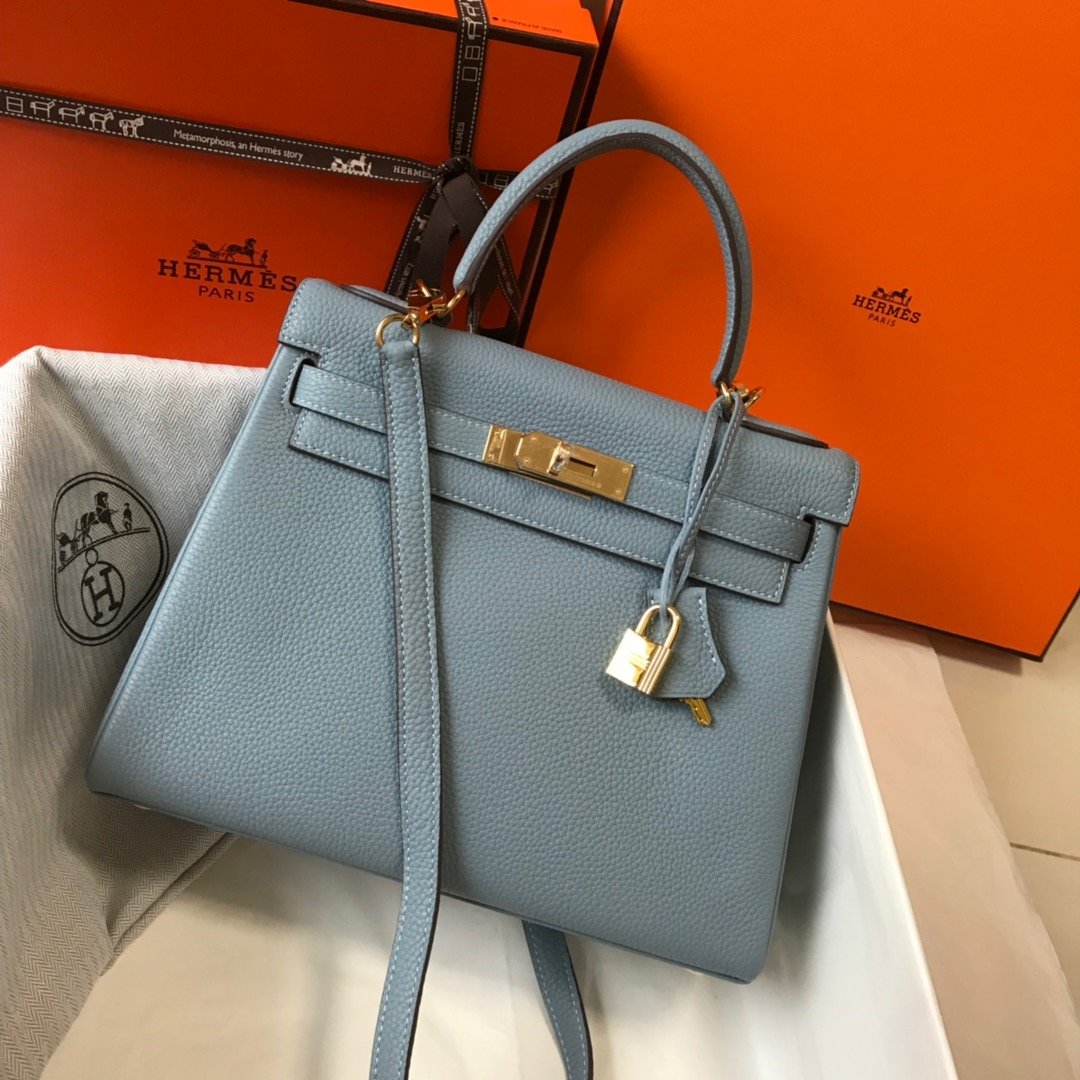 Top Quality Kelly 28 Togo Blue Atoll Bag For Women, Handbags, Shoulder Bags 11in/28cm