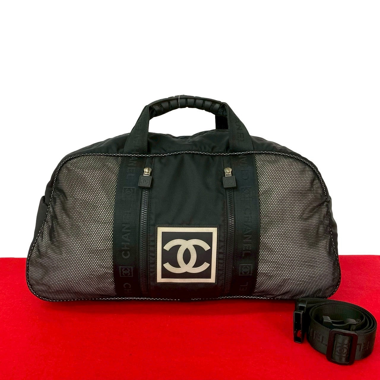 Chanel Coco Nylon Rubber 2way Boston Bag