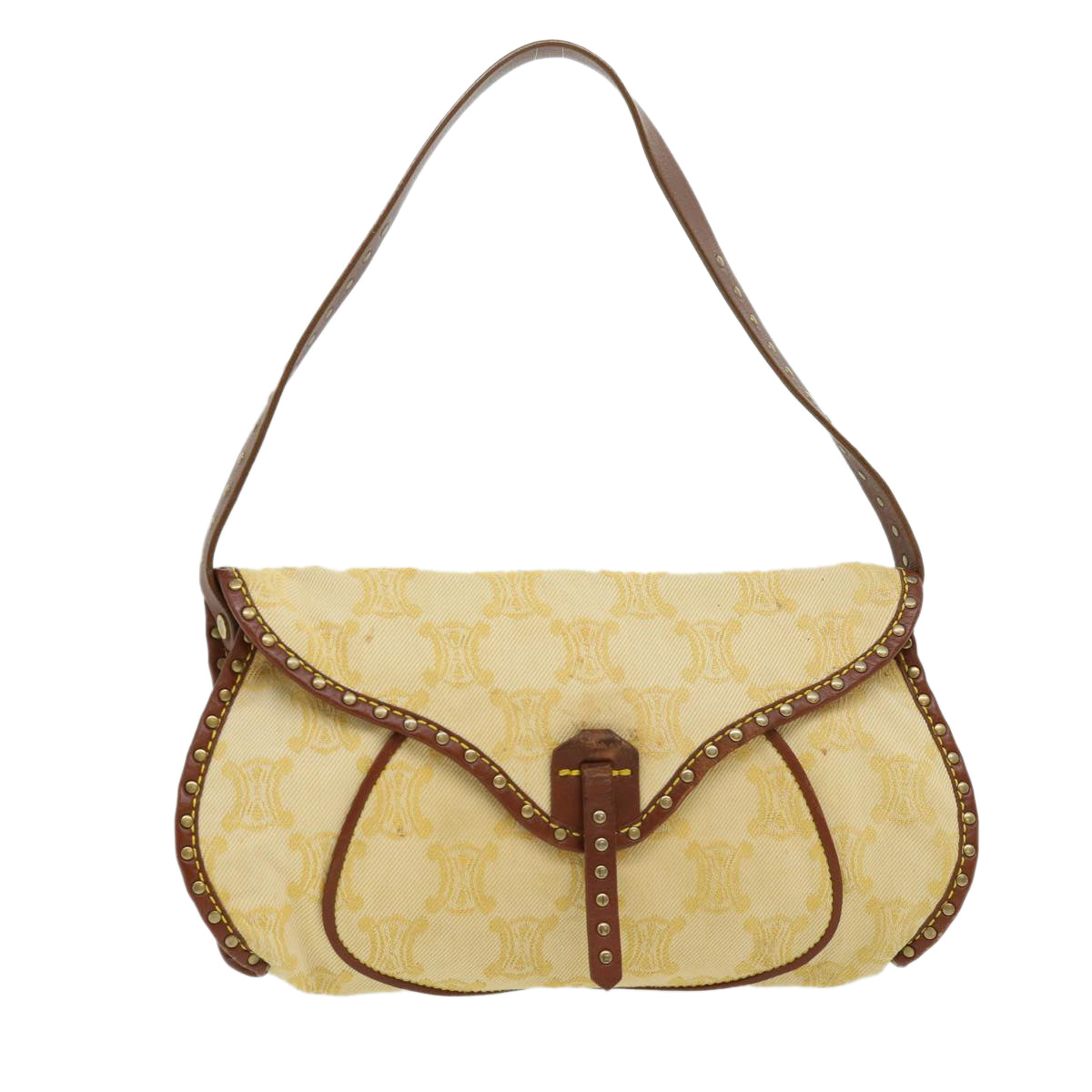 Luxury CELINE Paris Macadam Canvas Shoulder Bag Beige  am3138