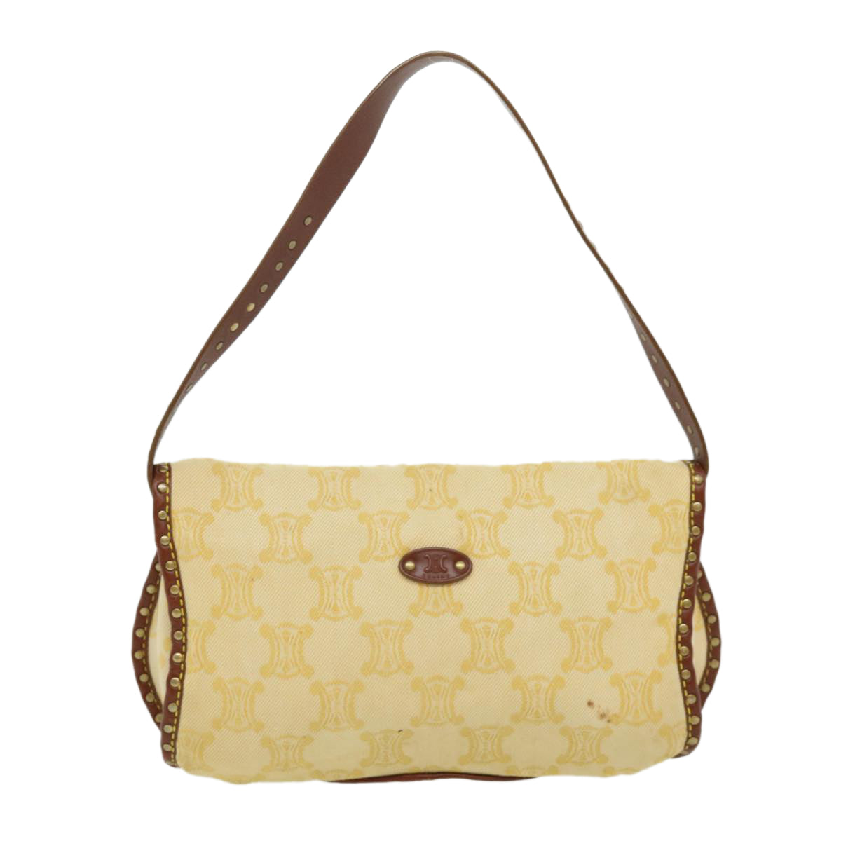 Luxury CELINE Paris Macadam Canvas Shoulder Bag Beige  am3138