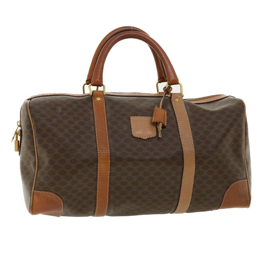 Luxury CELINE Macadam Canvas Boston Bag PVC Leather Brown  am3472
