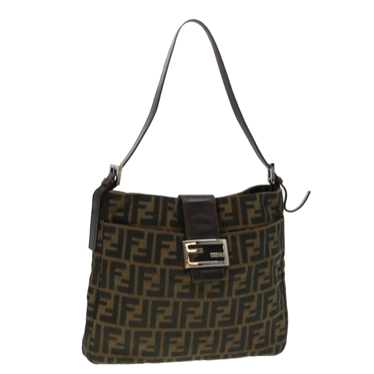 FENDI Zucca Canvas Mamma Baguette Shoulder Bag Brown