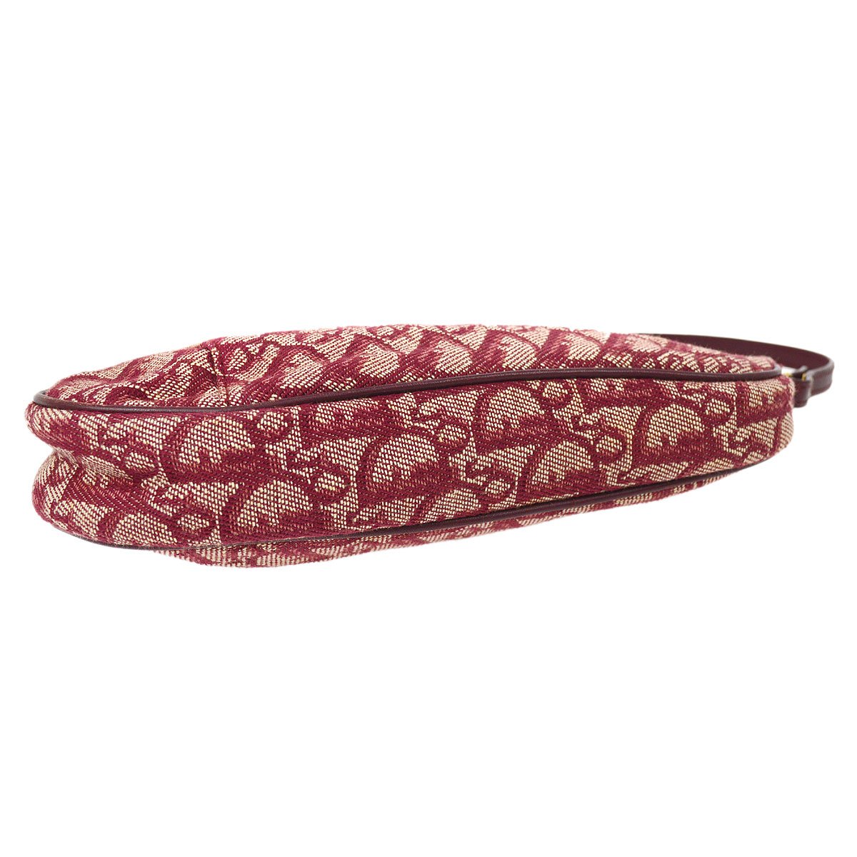 Christian Dior 2002 Trotter Pattern Saddle Hand Bag Bordeaux ao33199