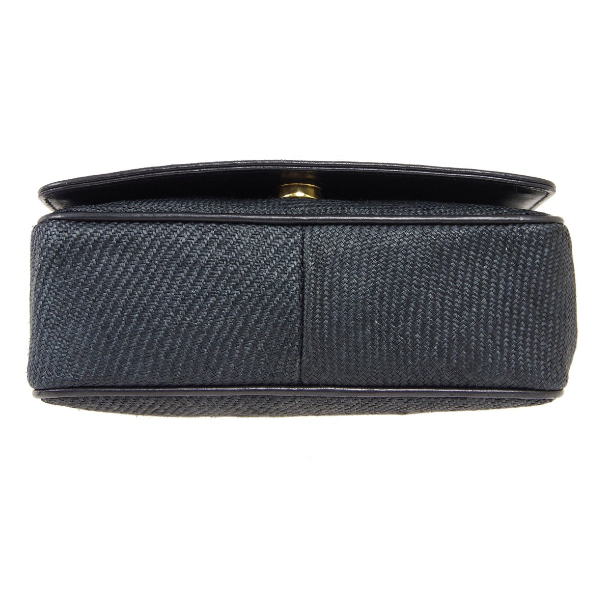 CHANEL 1986-1988 CC Stitch Full Flap Mini Black Straw ao34348