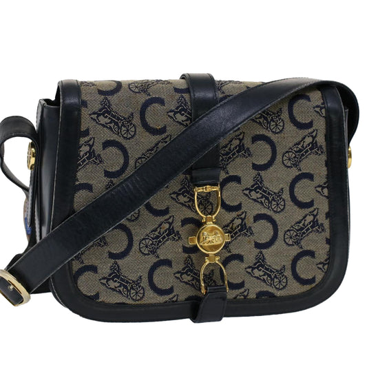 Luxury CELINE C Macadam Canvas Shoulder Bag Navy  ar10062