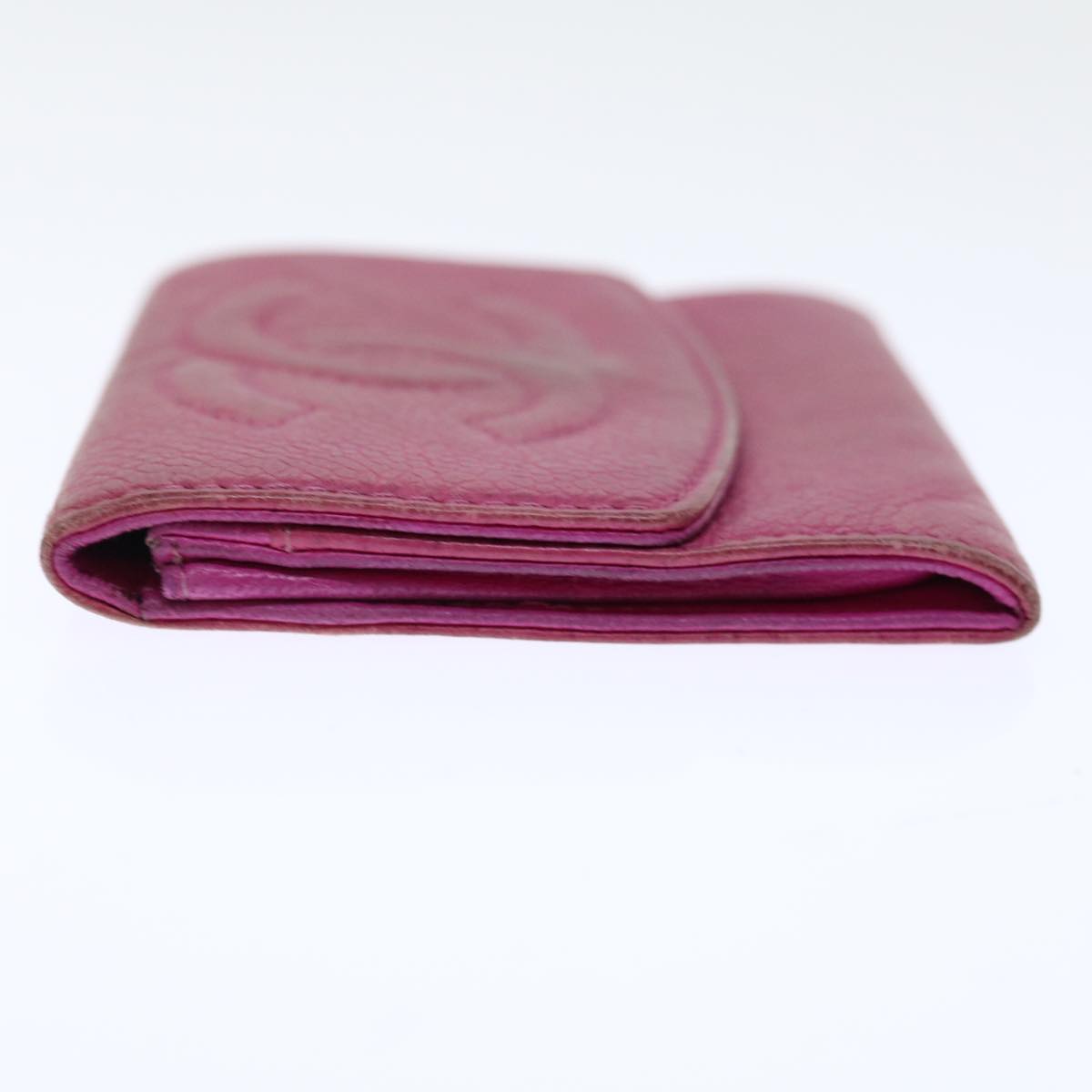 CHANEL COCO Mark Coin Purse Caviar Skin Pink CC Auth ar11706