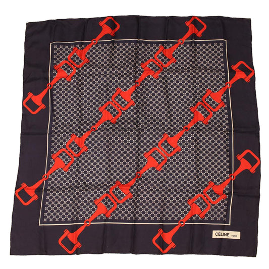 Luxury CELINE Macadam Canvas Scarf Silk Navy Red  ar9644