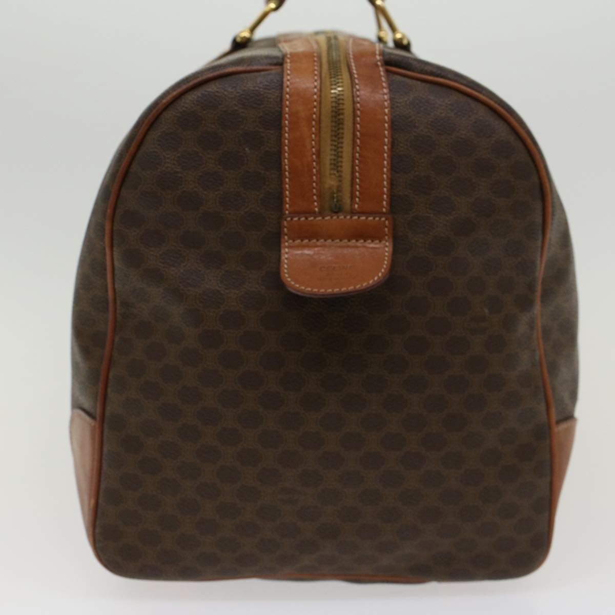 Luxury CELINE Macadam Canvas Boston Bag PVC Leather Brown  ar9757