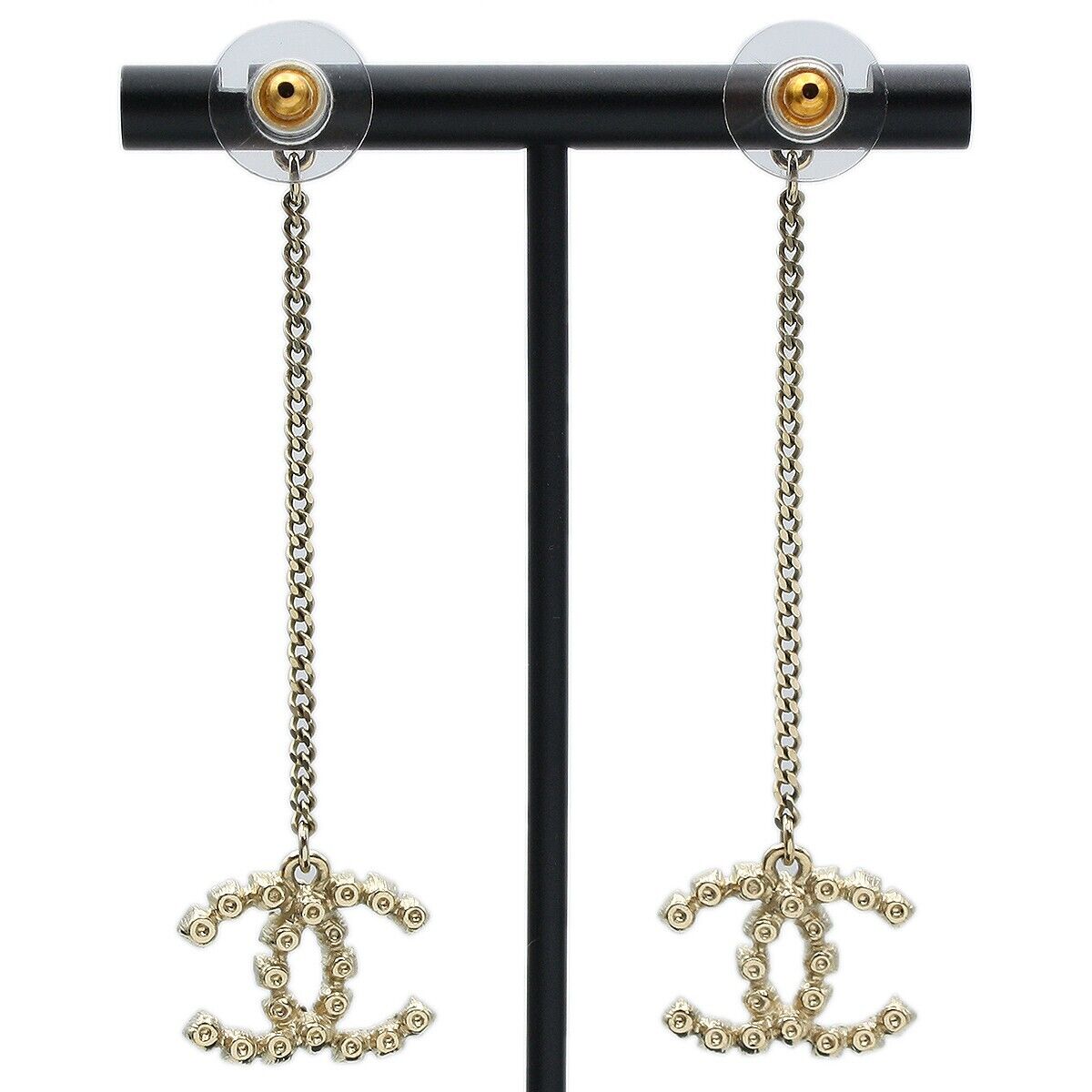 Chanel Coco Mark Logo Gold-Tone Pierced