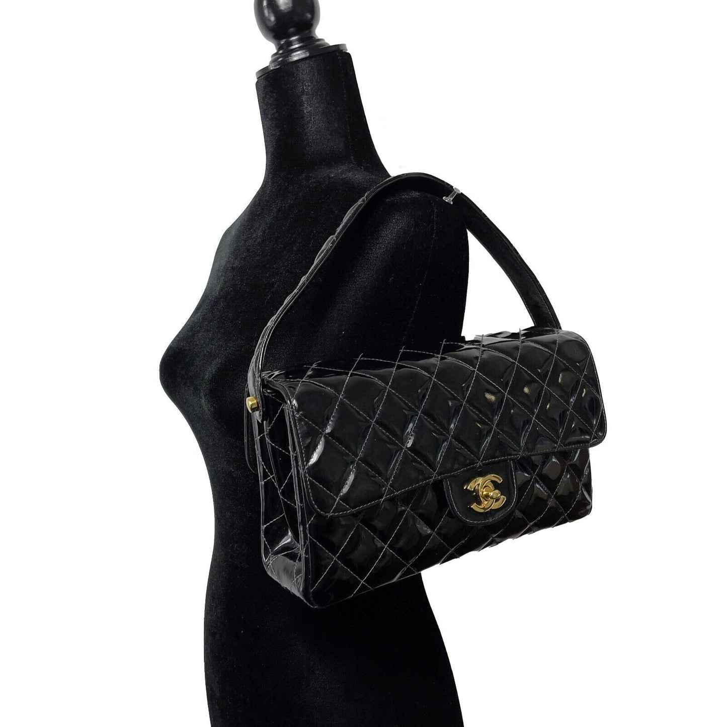 Chanel - Vtg Medium Black Top Handle