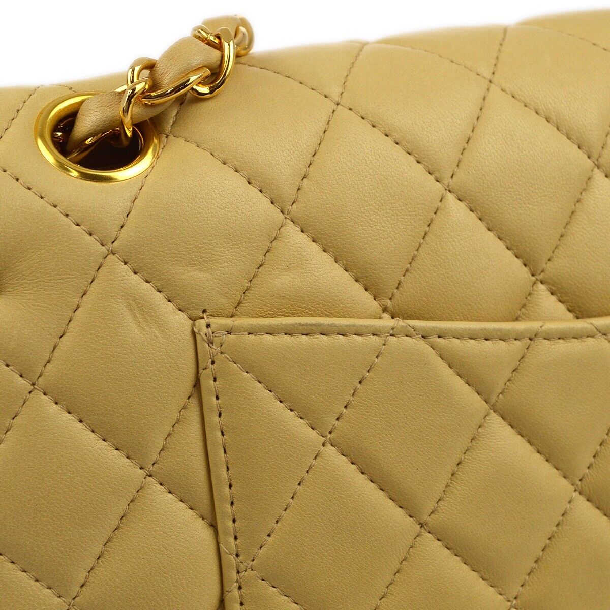 Chanel Beige Lambskin Medium Classic