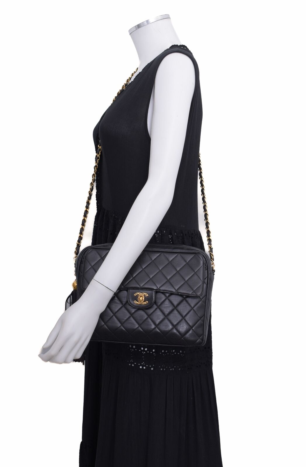 Chanel Black Quilted Leather Gold Cc