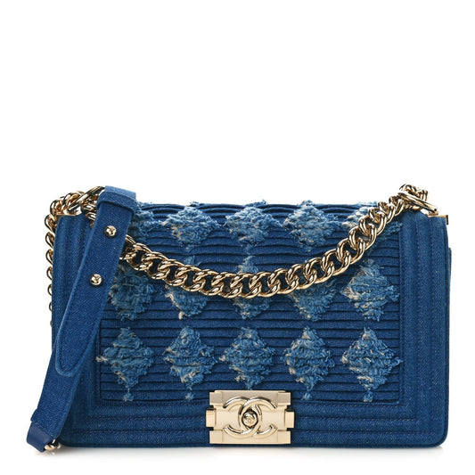 Chanel Denim Pleated Medium Boy Flap