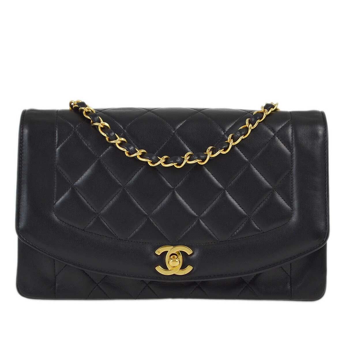 Chanel Black Lambskin Medium Diana