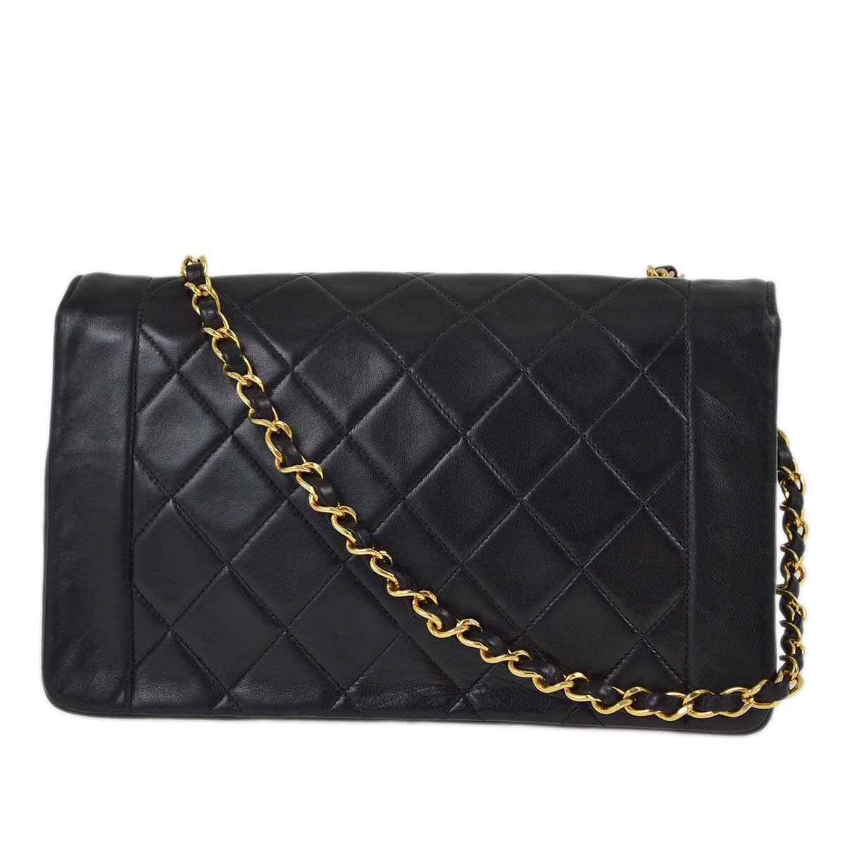 Chanel Black Lambskin Medium Diana