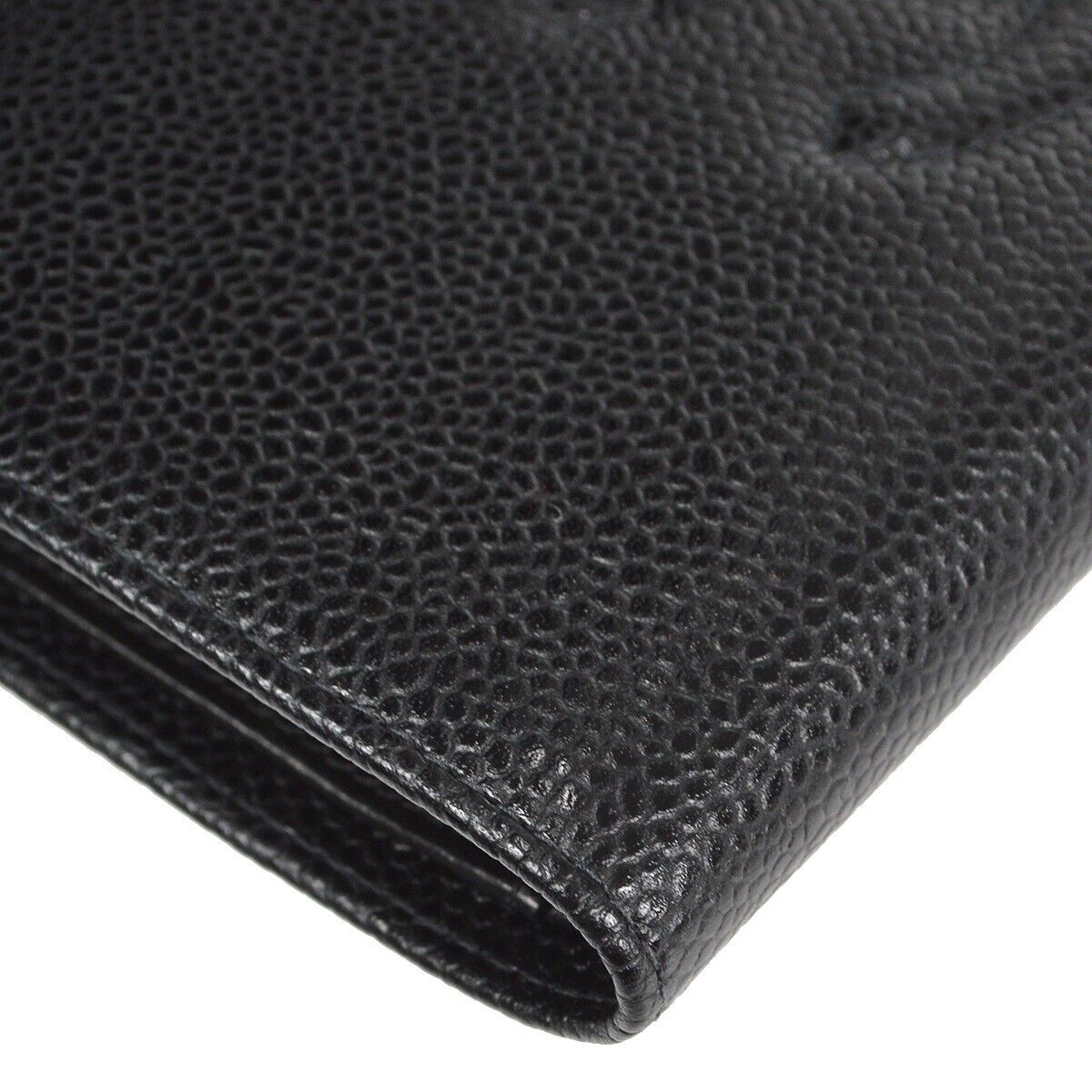 Chanel Black Caviar Long Wallet Purse