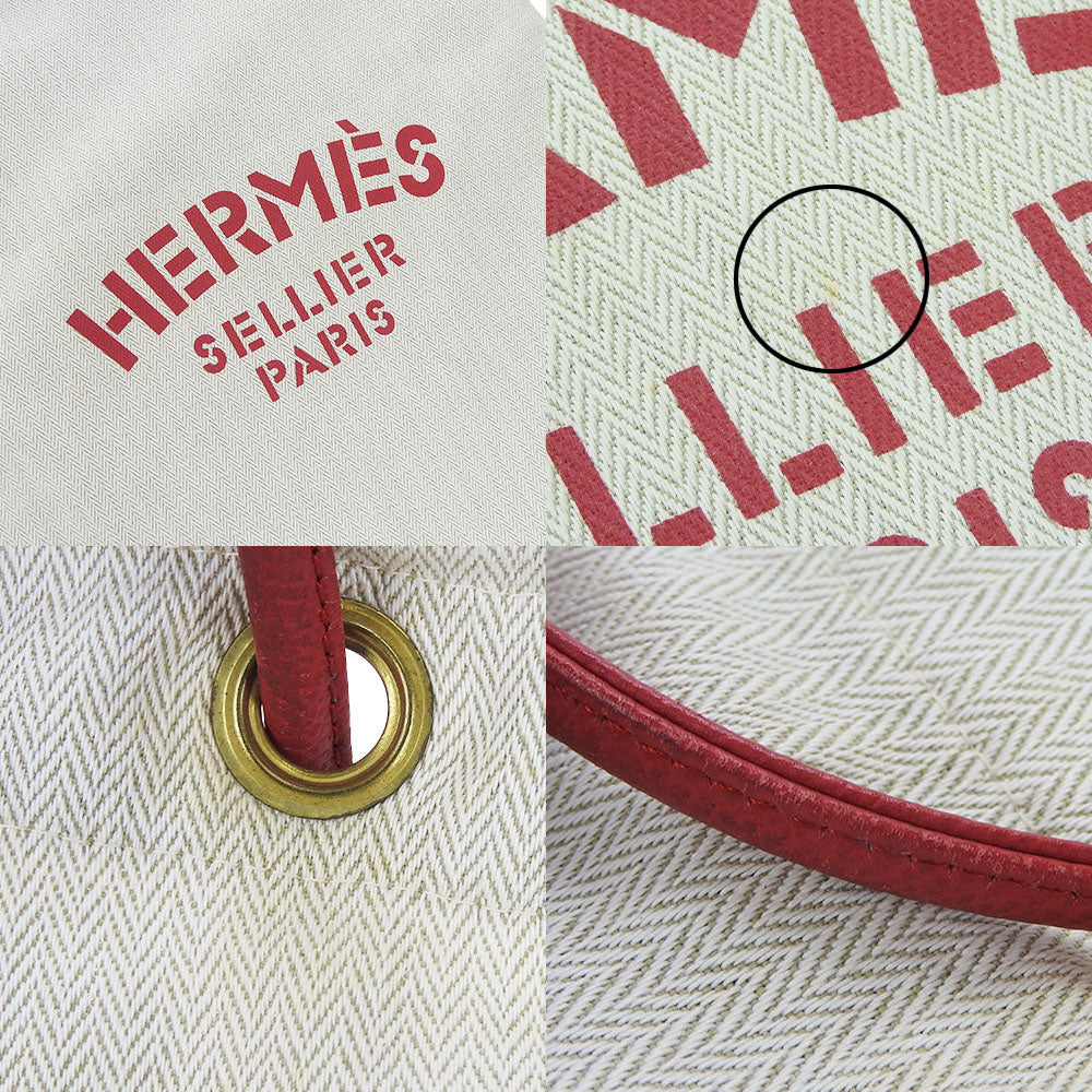 HERMES Shoulder Bag Canvas, Leather Red Alain GM Women  d