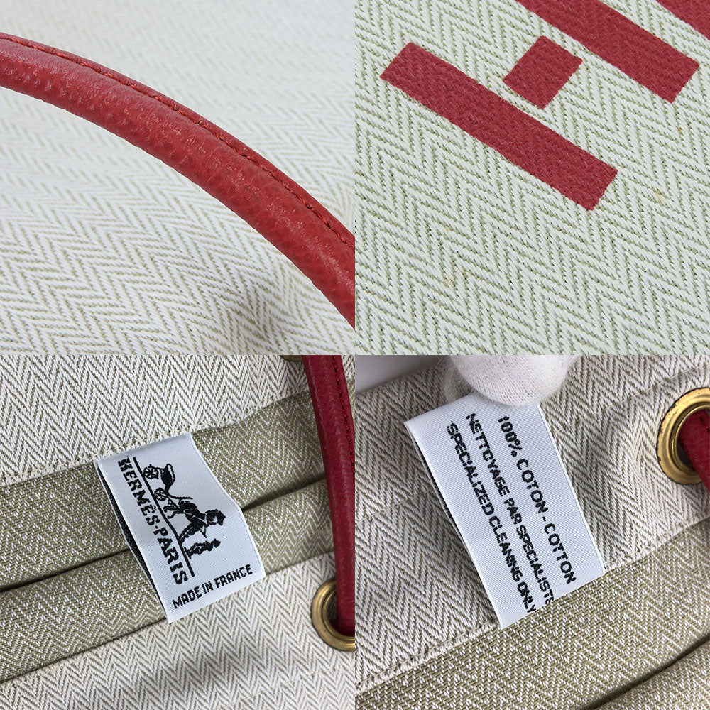 HERMES Shoulder Bag Canvas, Leather Red Alain GM Women  d