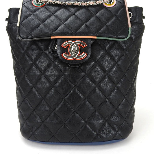 CHANEL Backpack lambskin black Matrasse Women