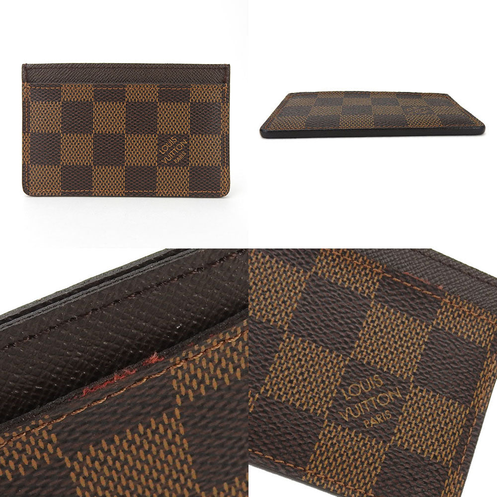 LOUIS VUITTON Card Case N61722 Damier canvas Brown Pass Case Card Case Porte Cartes�ESimple mens(Unisex)