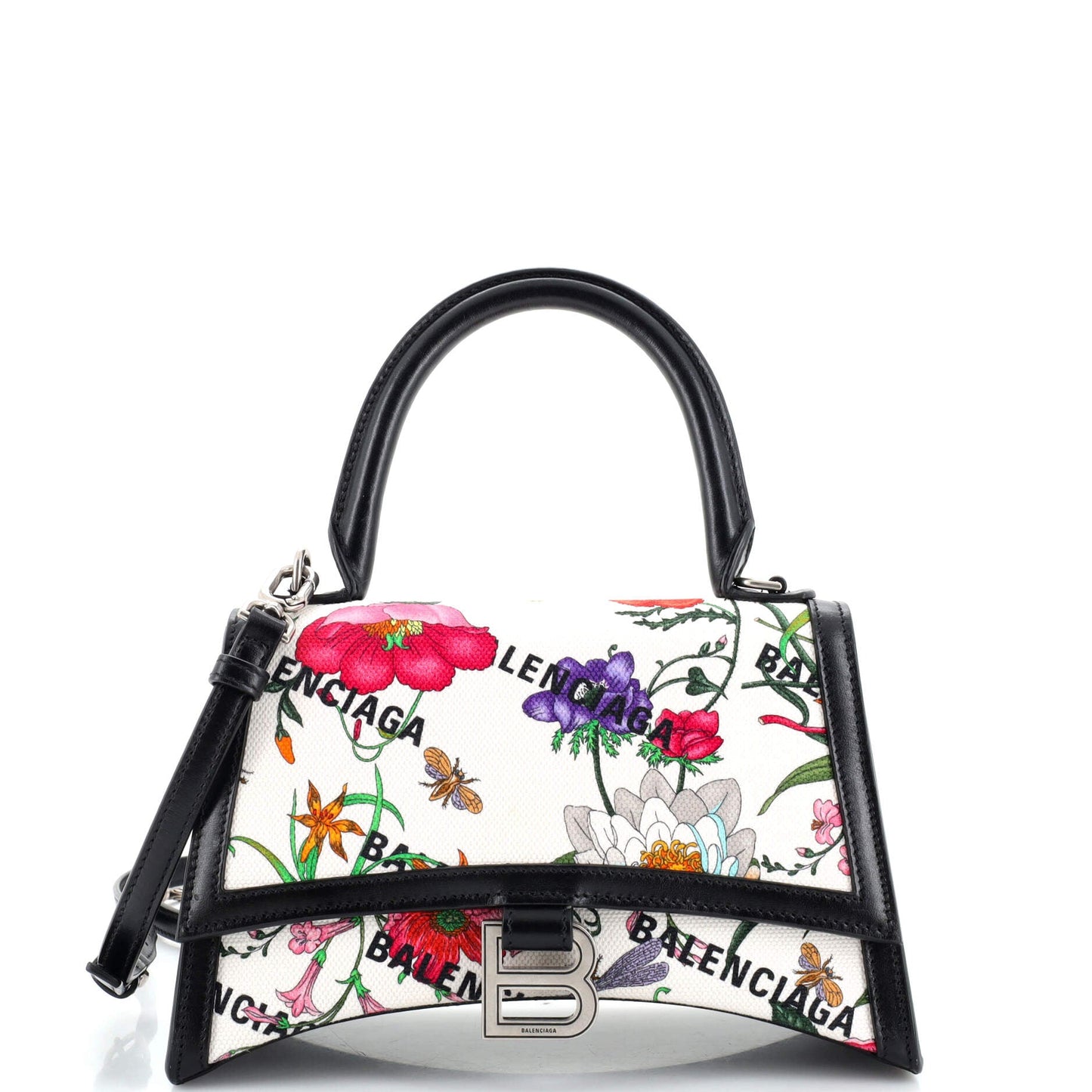 Gucci x Luxury Balenciaga Trending 2025 The Hacker Project Hourglass Top Handle Bag Flora Canvas Small