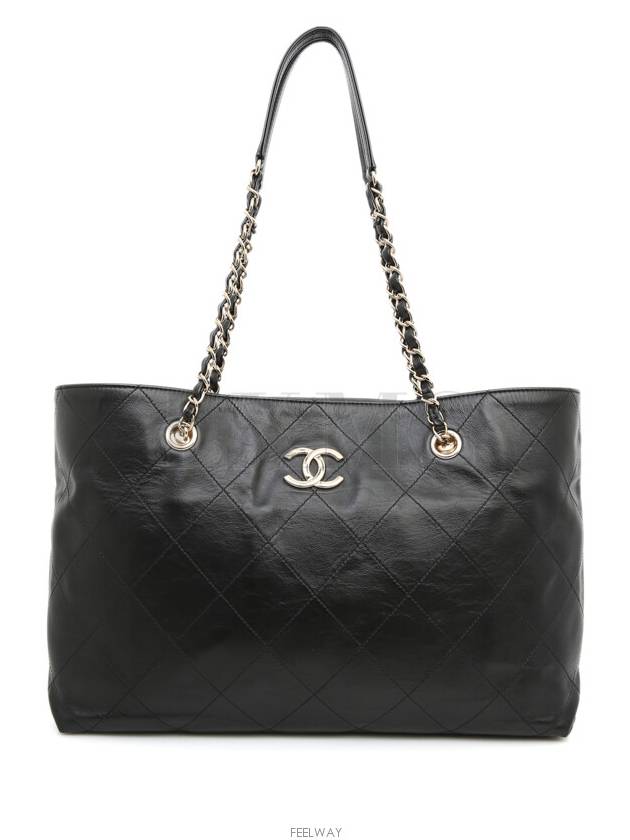 Black Matrasse Chain Shoulder Bag Quilted Medium Shopper AS2442 Chanel