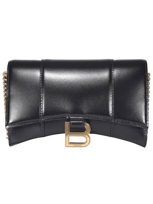 Luxury Balenciaga Trending 2025 Hourglass Chain Mini Calfskin Cross Bag Black