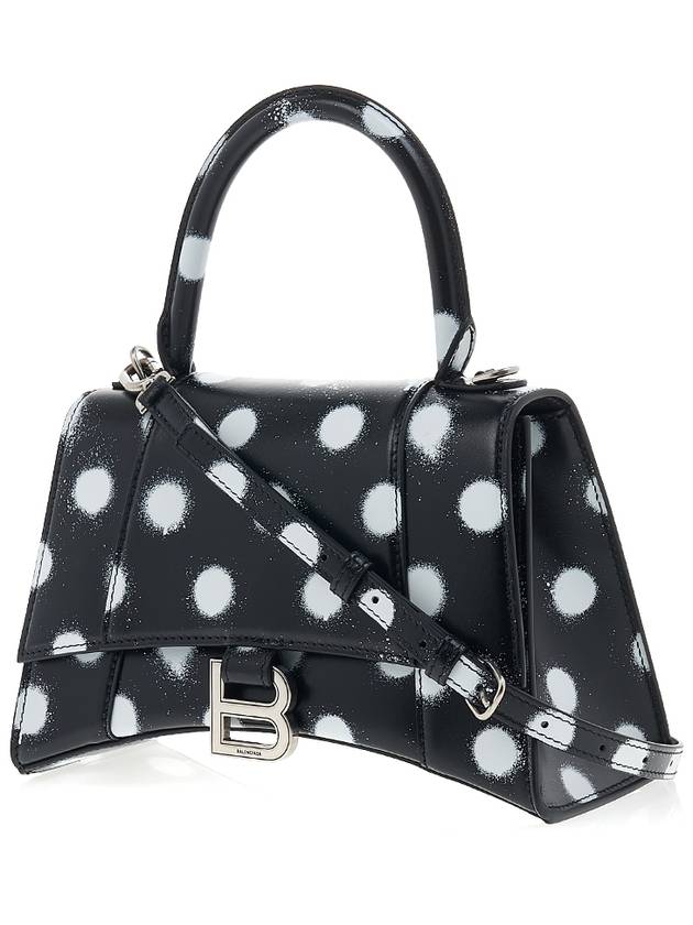 Luxury Balenciaga Trending 2025 Hourglass Small Polka Dot Leather Tote Bag Black