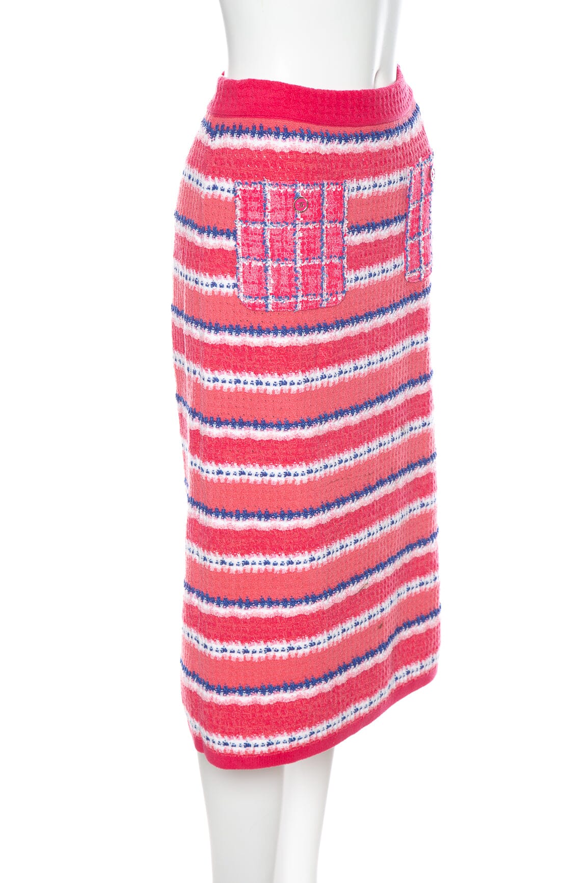 Chanel Pink and Multicolor Striped Knee Length Skirt SZ 40