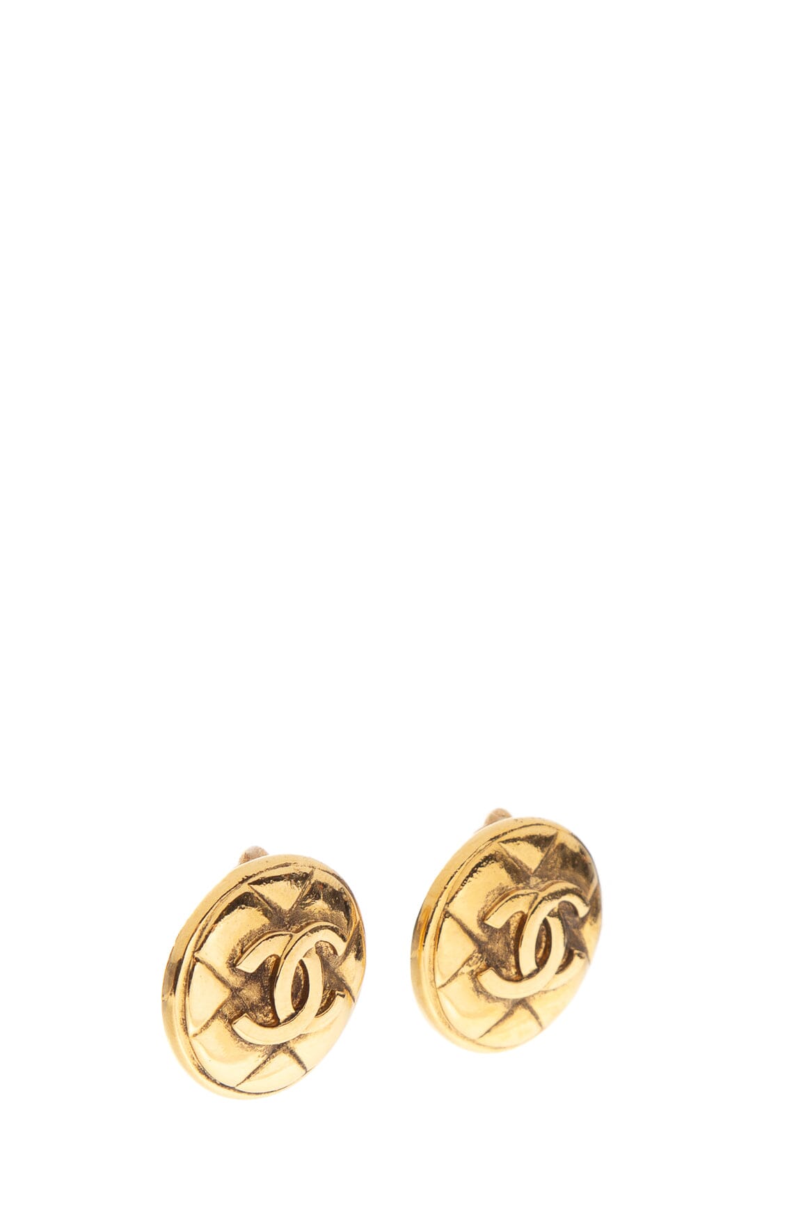 Chanel   Gold Quilted CC Clip-On Earrings
