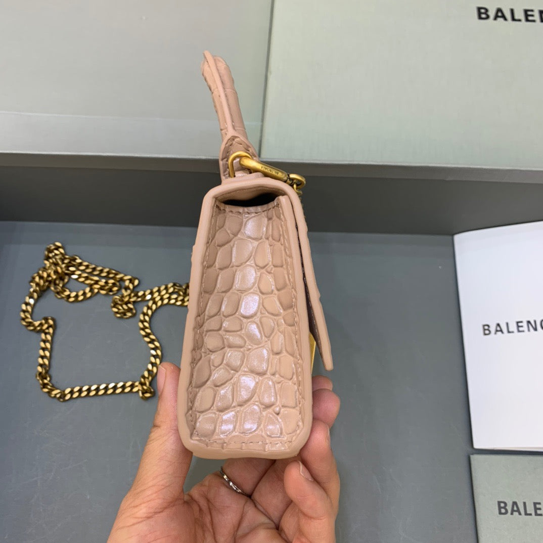 Top Quality Hourglass Mini Handbag With Chain In Beige, For Women,  Bags 4.7in/12cm