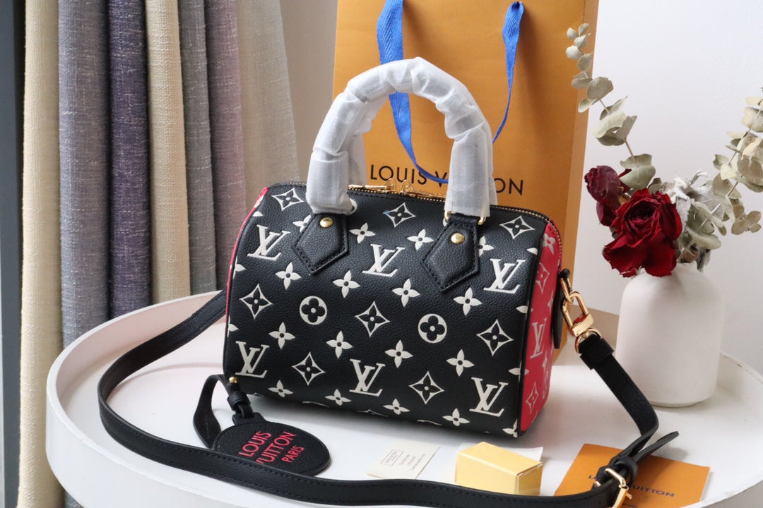 Top Quality Speedy Bandoulière 20 Monogram Empreinte Black/White/Pink For Women, WoHandbags 8.1in/21cm Top Quality M46088