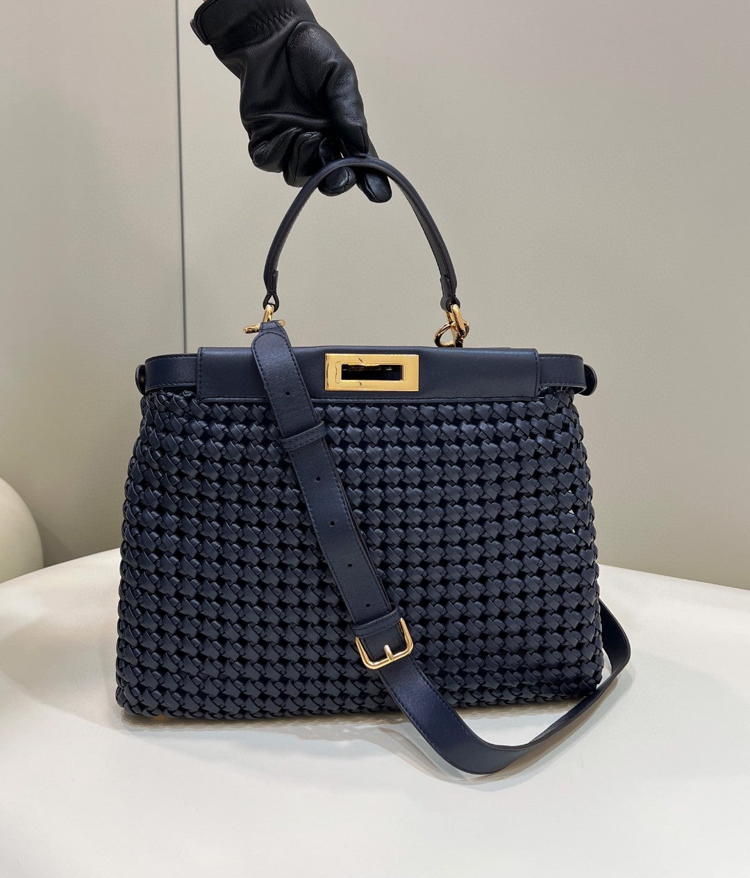 Top QualityTop Quality Mujer Peekaboo Iconic Navy Blue Bag For Woman 33cm/13in