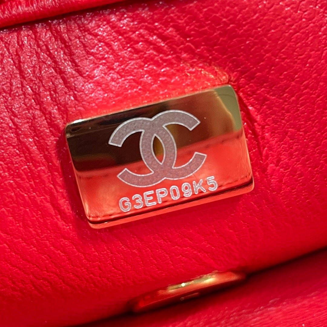 CHLMini Flap Bag Gold Hardware Red For Women, Women’s Handbags, Shoulder Bags 6.7in/17cm AS3365