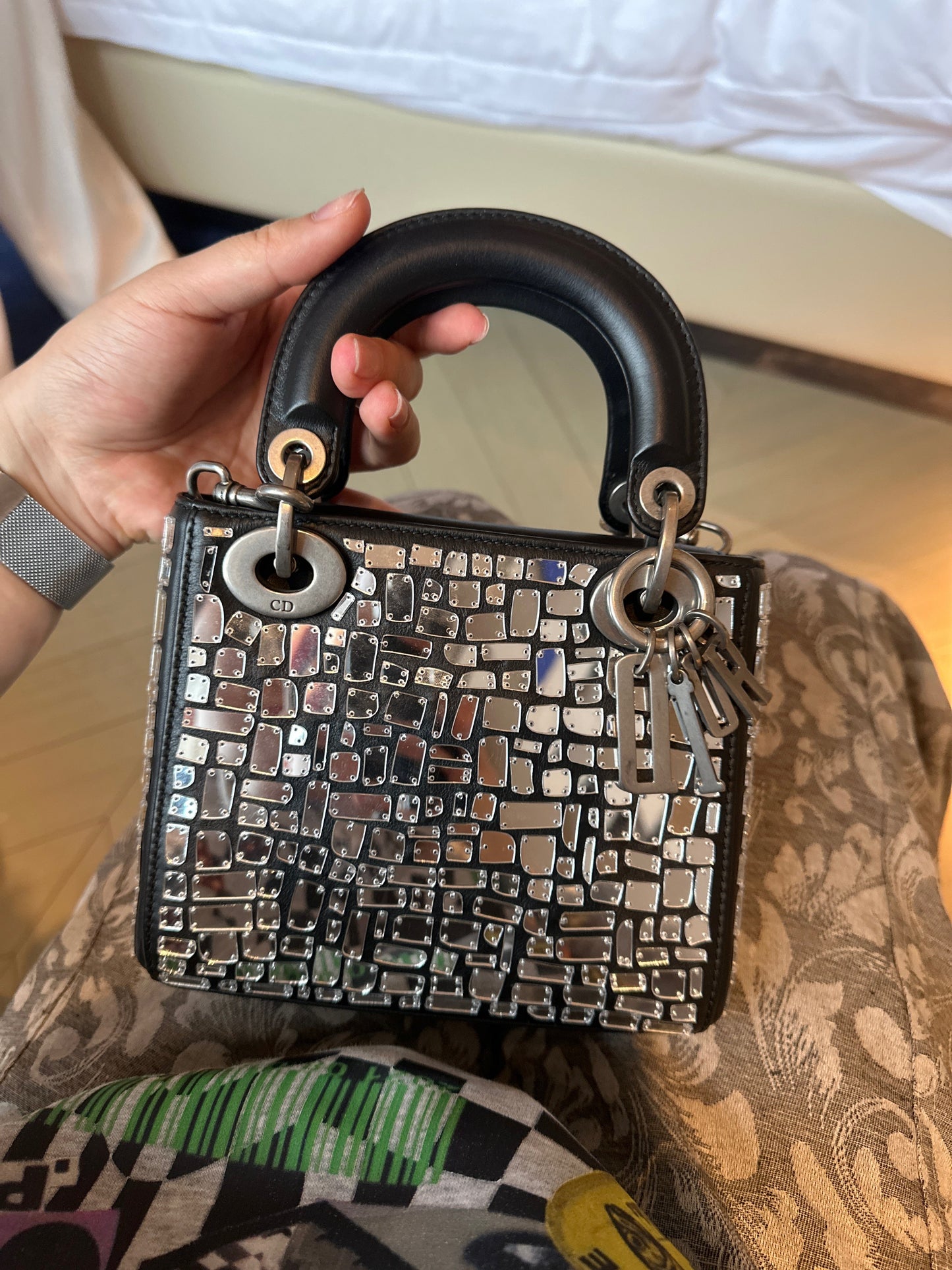 Dior Lady Dior Mosaic Embroidered Smooth Calfskin 2way Bag