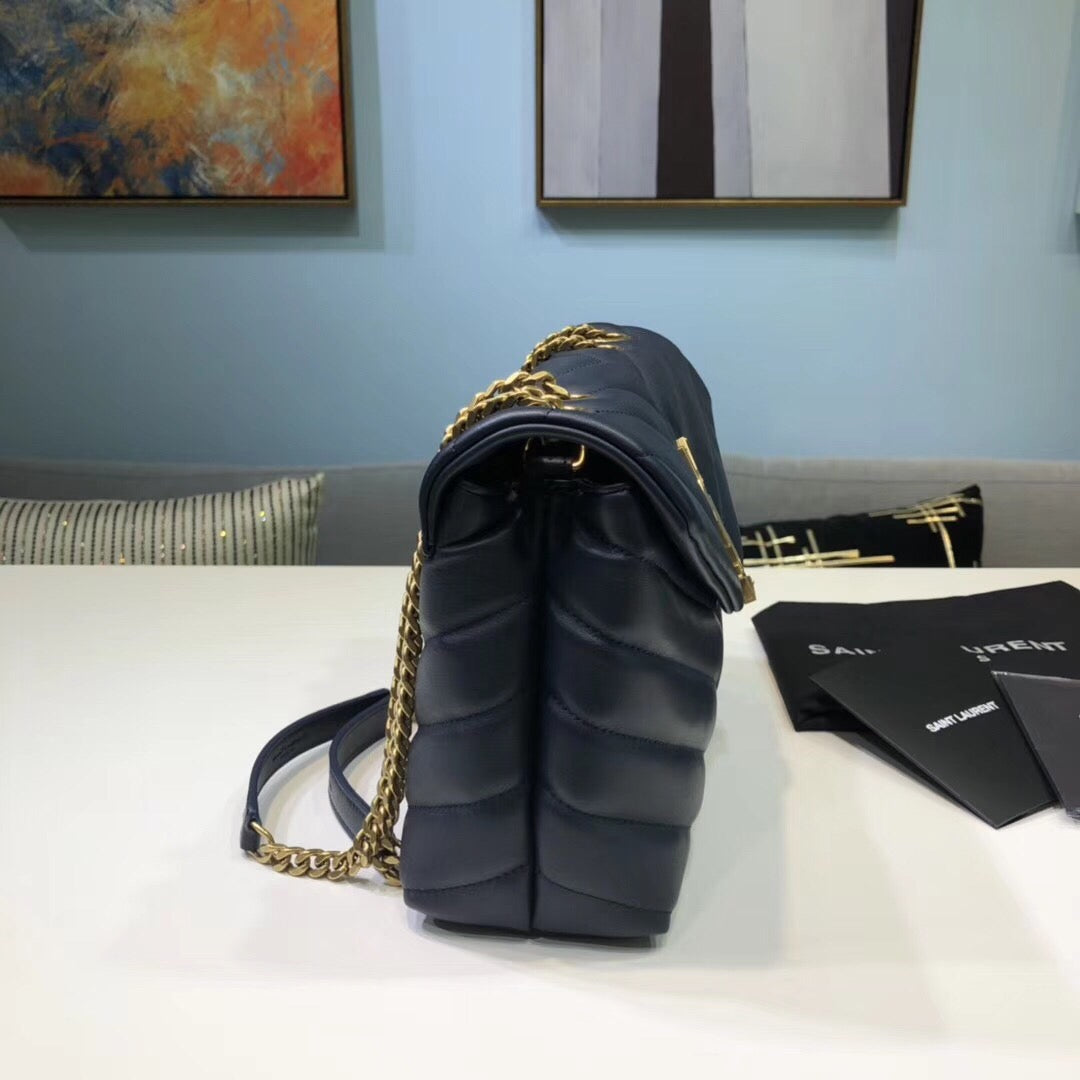Top Quality Loulou Small Chain Bag In Matelassé "Y" Blue For Women 9.8in/23cm YSL 494699DV7274147