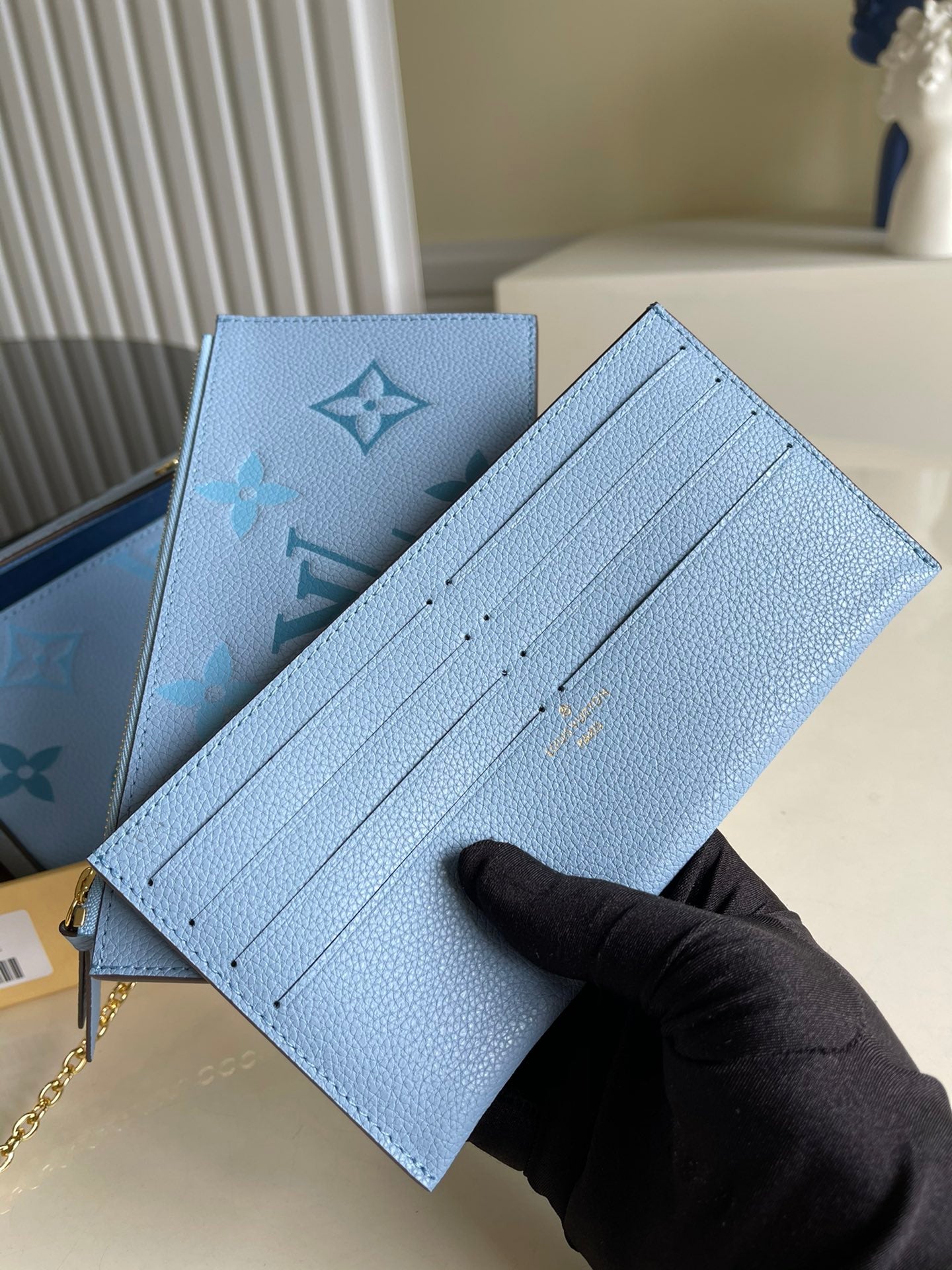 Top Quality Felicie Pochette Tourterelle Blue Monogram Empreinte For Women, WoWallet 8.3in/21cm Top Quality