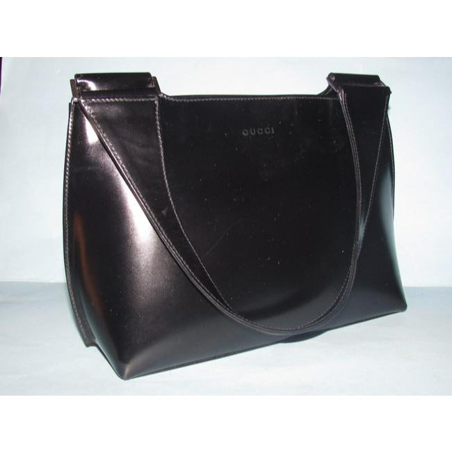 Gucci   Glossy Black Leather Shoulder Bag