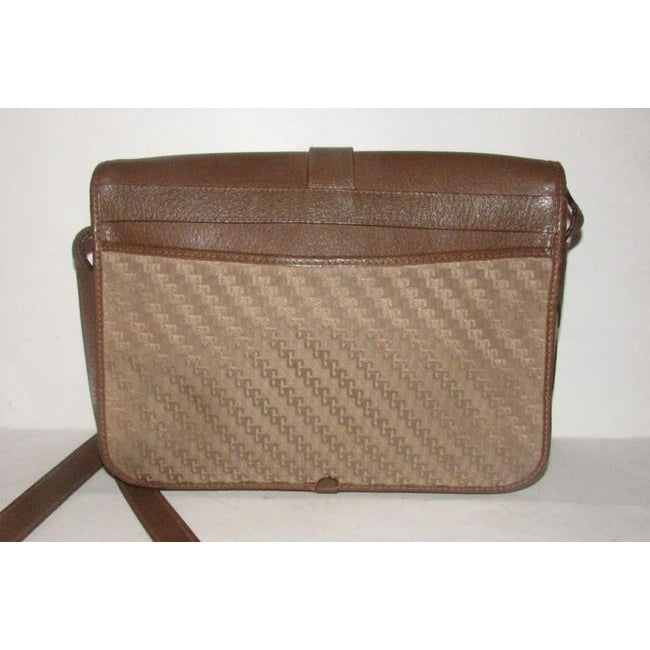 Gucci   Beige Square G Logo Print Canvas And Brown Leather