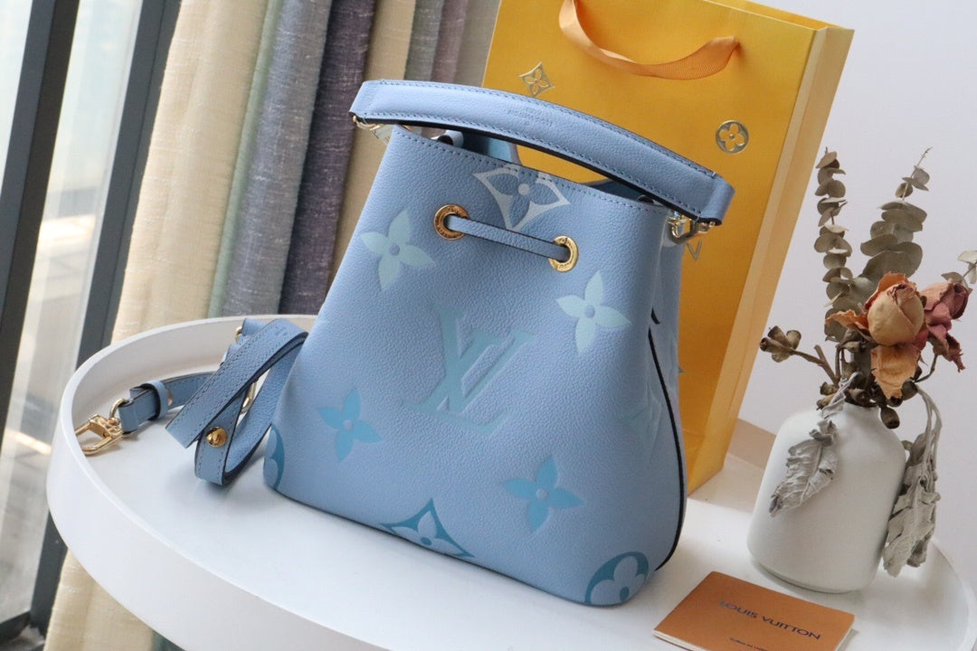 Top Quality NeoNoe BB Bucket Bag Monogram Empreinte Blue For Women, Womens Handbags, Shoulder Bags 7.9in/20cm Top Quality M45709