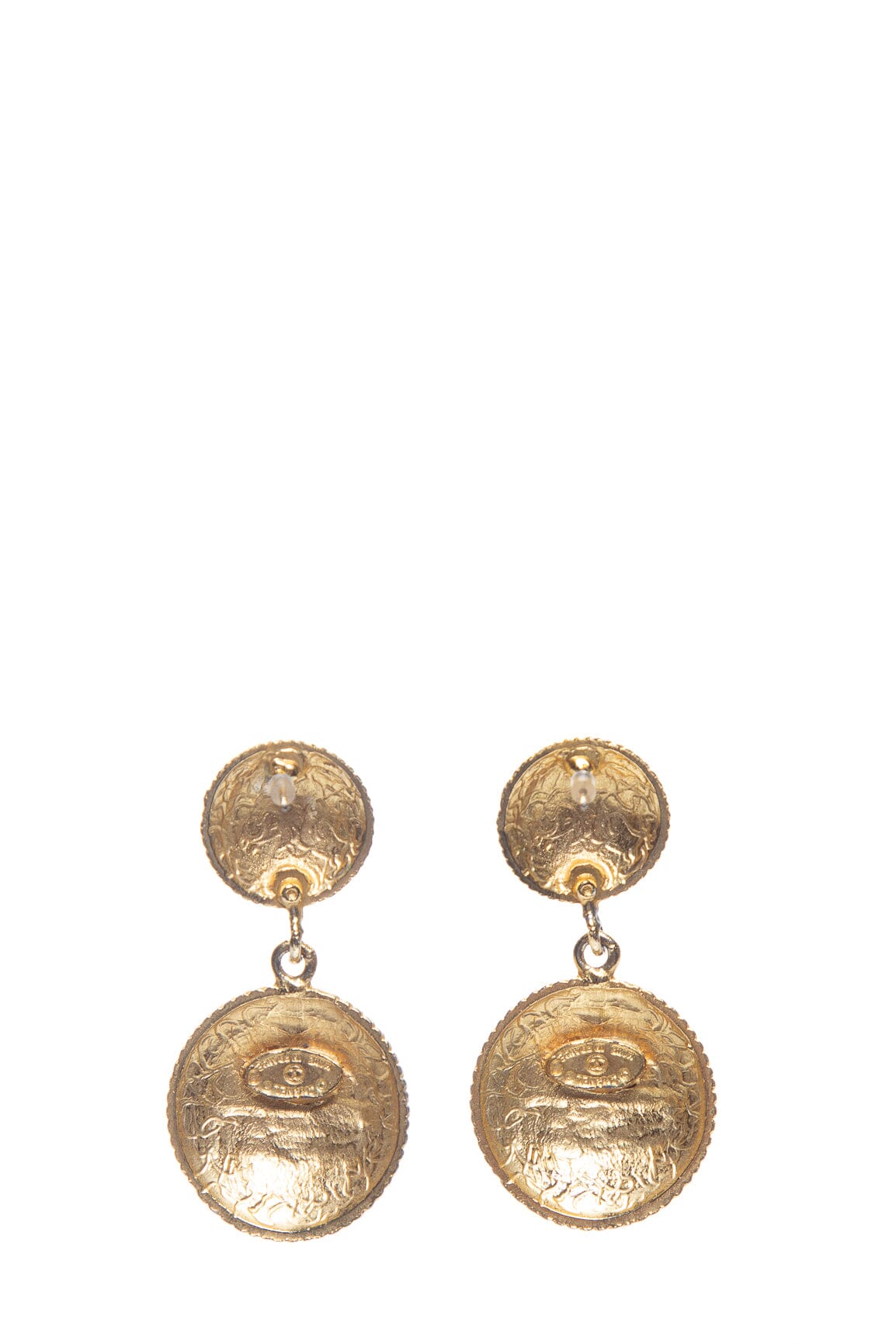 Chanel   Gold Logo Coco Engraved Earrings