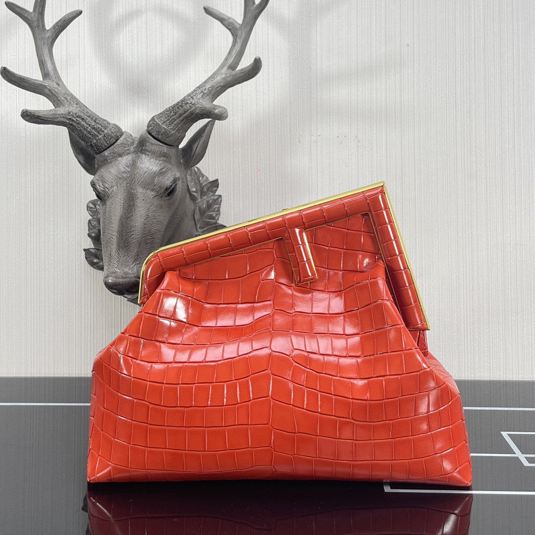 Top QualityTop Quality Top QualityTop Qualityrst Medium Orange Crocodile Bag For Woman 32.5cm/13in