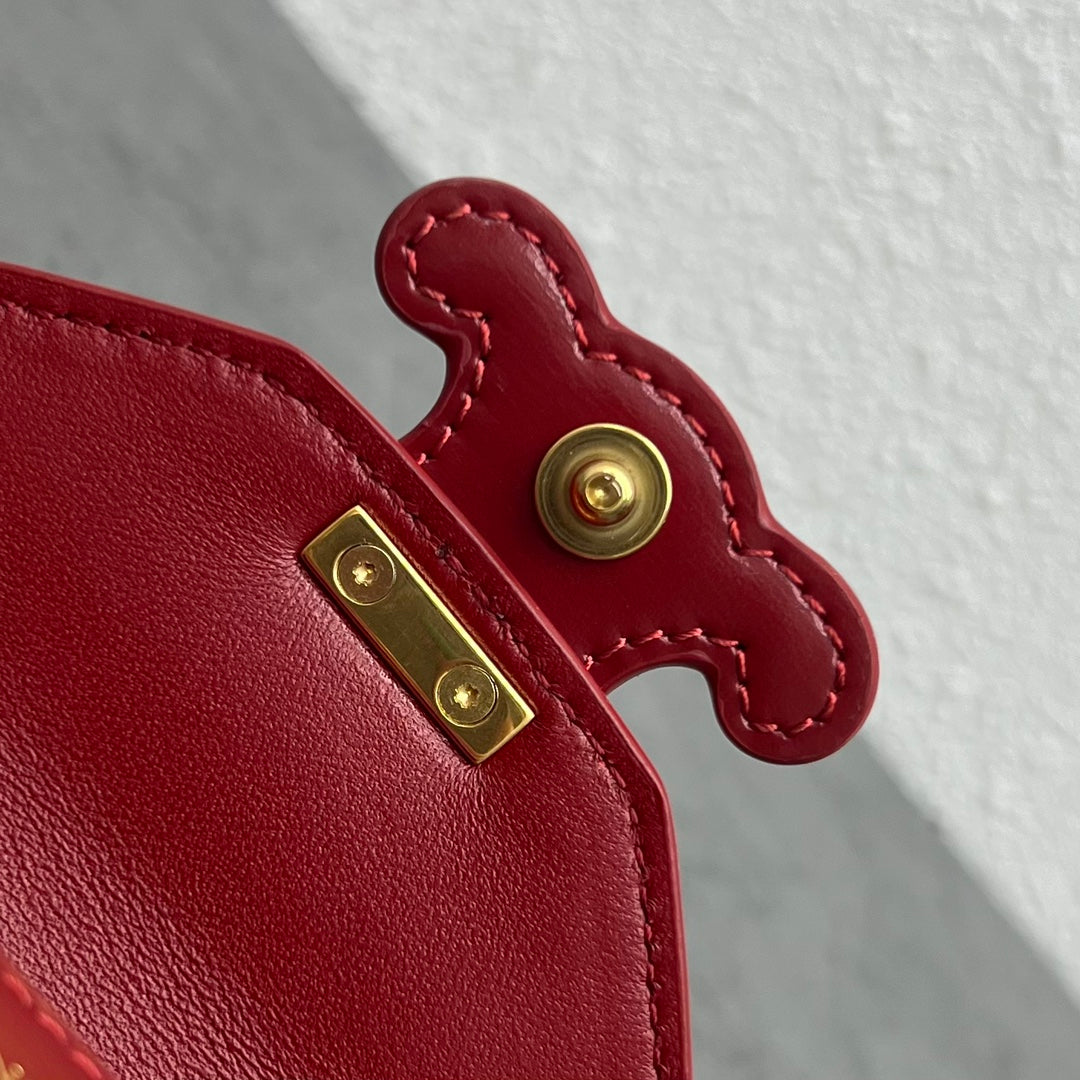 Top Quality Card Holder On Chain Triomphe Red For Women 4in/11cm 10J743DPV.27VD