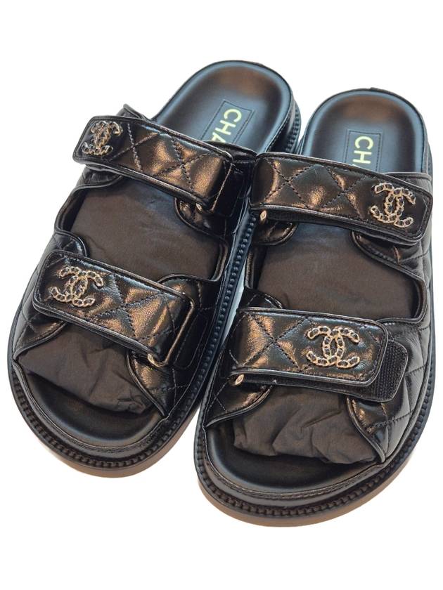 CC Logo Velcro Sandals Black Chanel