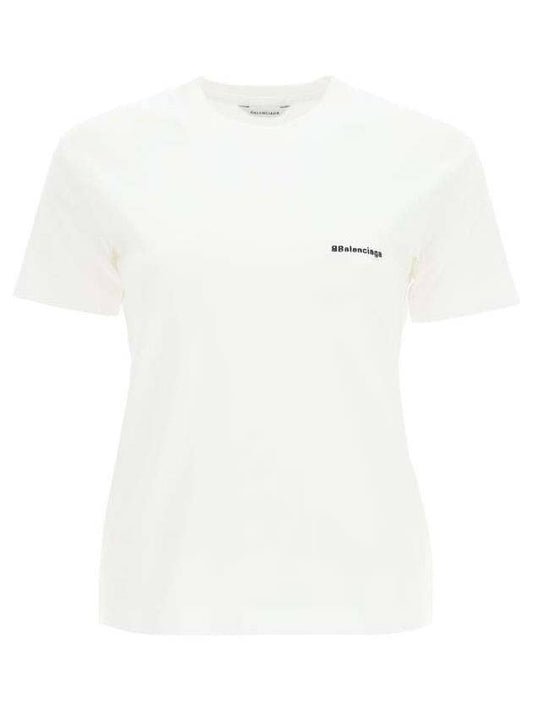 Luxury Balenciaga Trending 2025 Embroidered BB Logo Short-Sleeved T-Shirt White